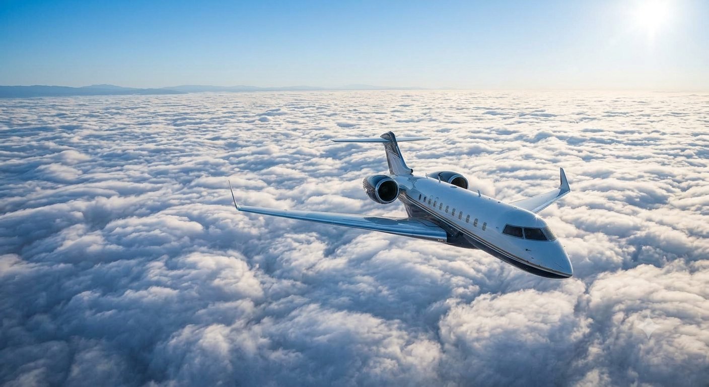 The Soar Meridian in flight above the clouds